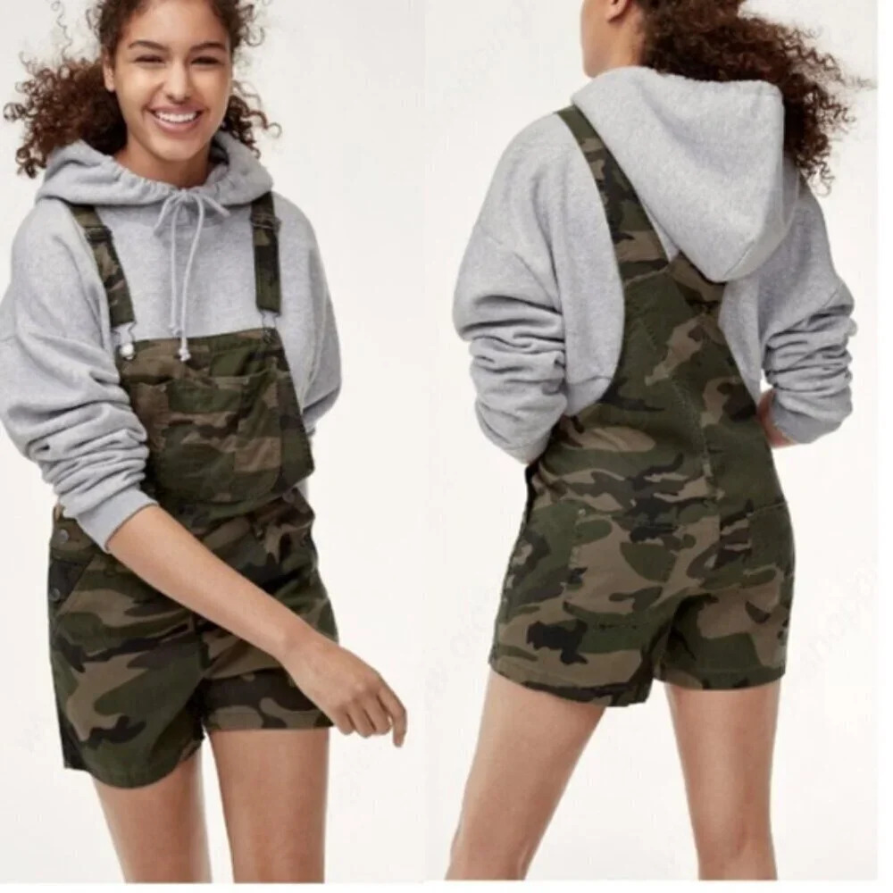Aritzia TNA Short  Overalls Senryu Romper Camo Size Small